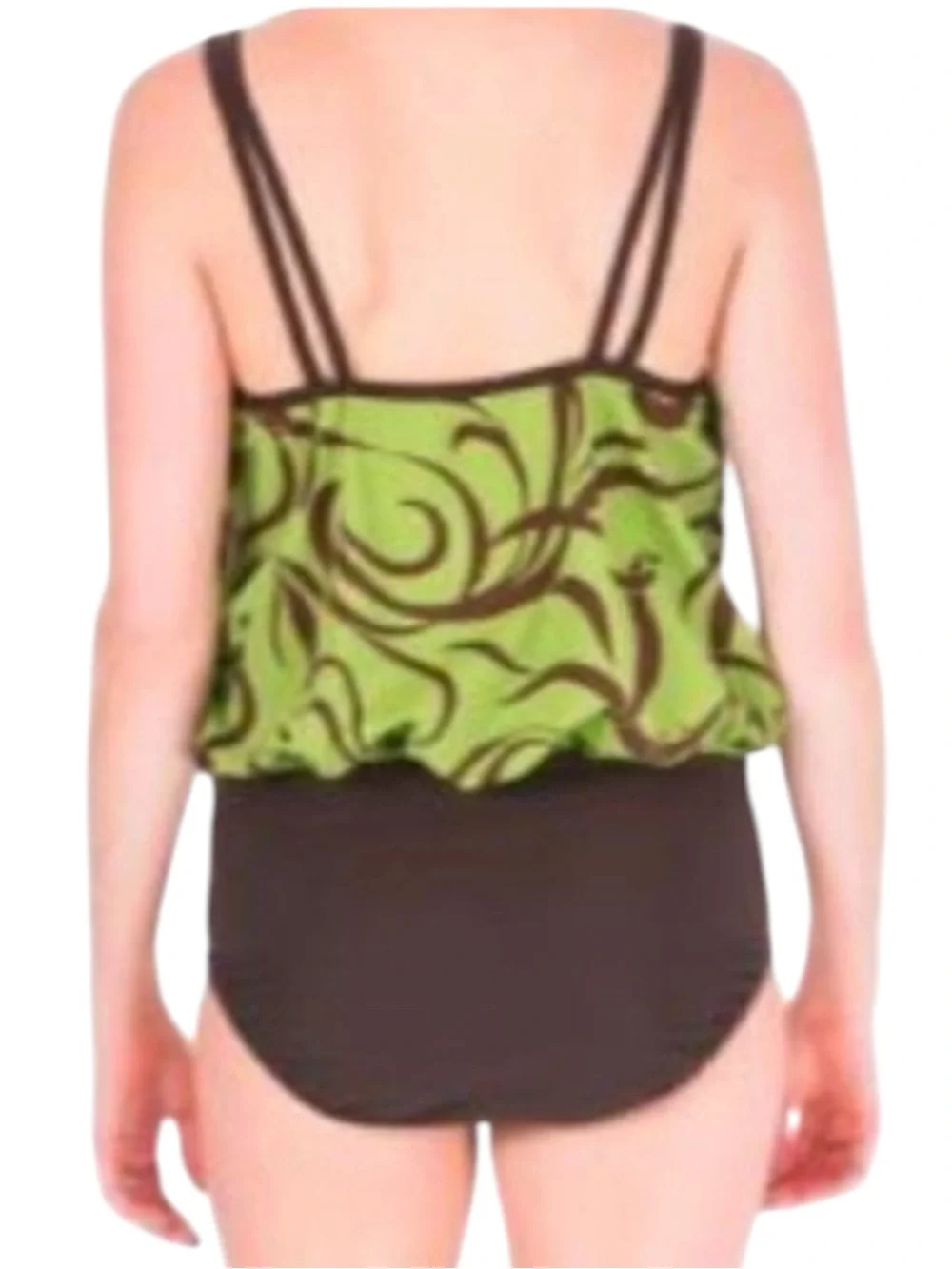 MAINSTREAM Full Coverage Blouson One Piece Swimsuit in Avocado Green/Brown